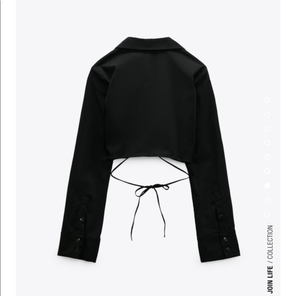 NWT Zara black crop top poplin shirt - Picture 2 of 8